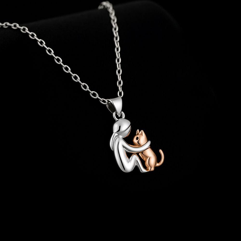 Cat Hug Pendant Necklace with Bonus Earrings – Limited Time Offer - emmy-rae-jewels.com