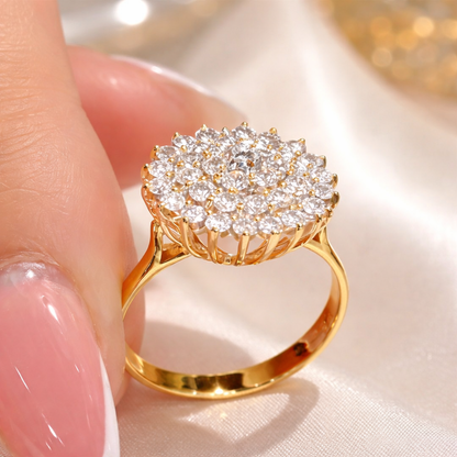 Crystals Cluster Halo Statement Ring