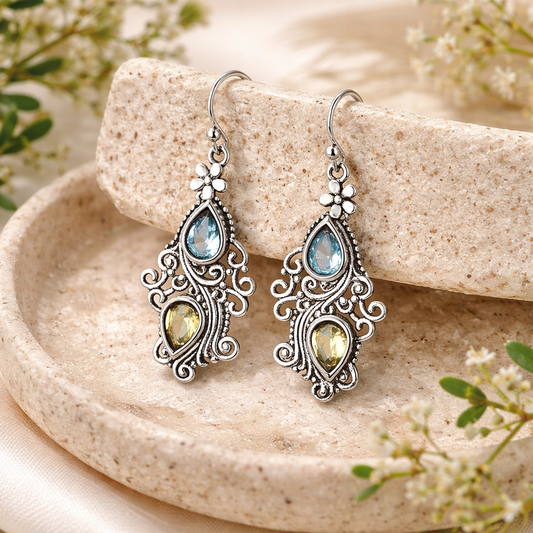Vintage Sky and Sand Drop Earrings