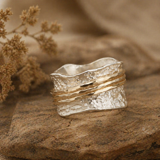 Vintage Spinner Thin Gold & Silver Ring