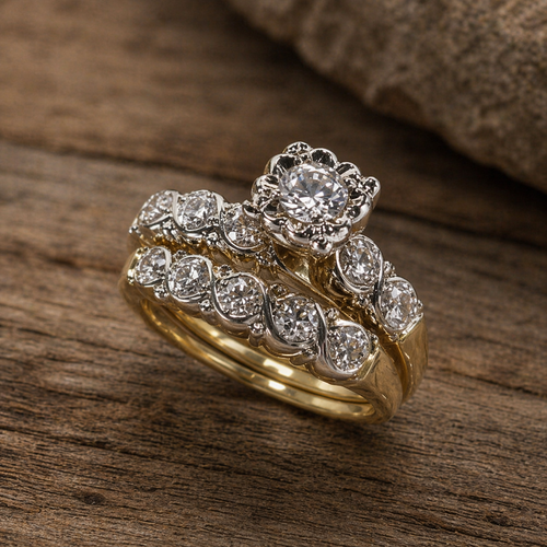 Vintage gold ring with glitter