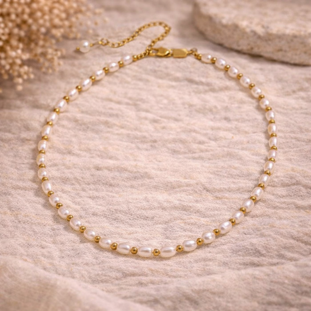 Universal Truth - Gold Pearl Choker Necklace