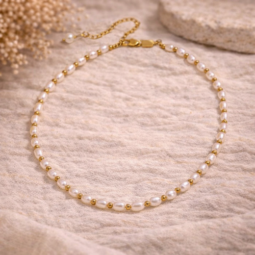 Universal Truth - Gold Pearl Choker Necklace