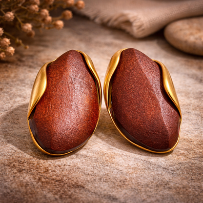 Multicolor Amber Resin Wood Earrings
