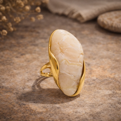 Organic Gemstone Adjustable Statement Rings