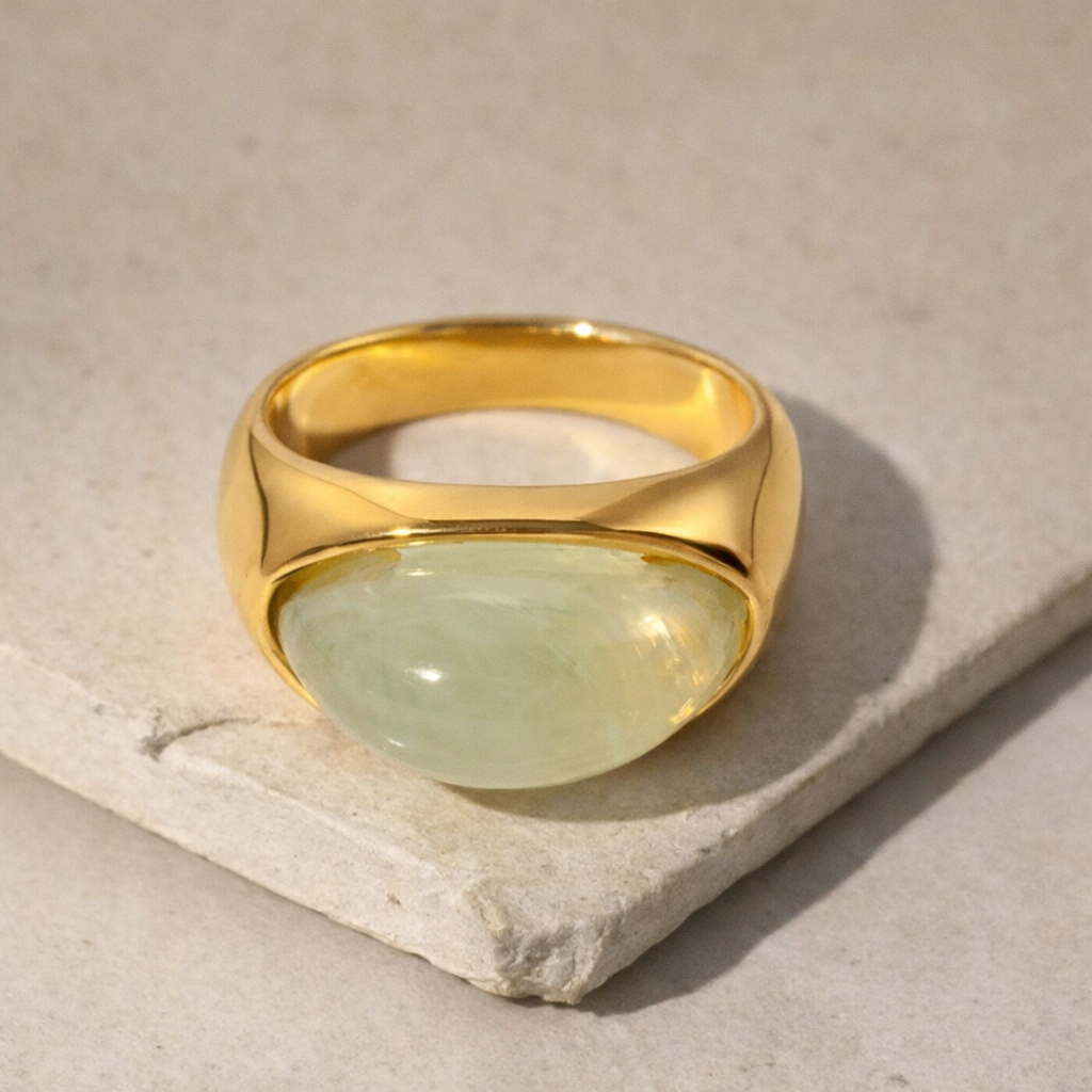 Chunky Half Gemstone Dome Rings