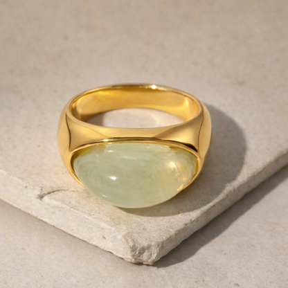Chunky Half Gemstone Dome Rings