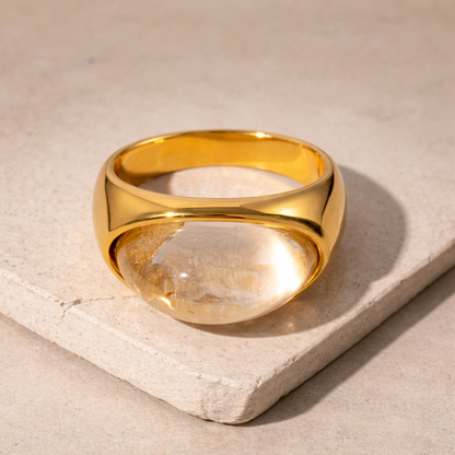 Chunky Half Gemstone Dome Rings