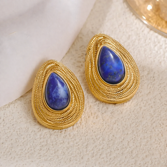 Vintage Gold Teardrop Stud Earrings