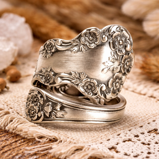 Antique Engraved Flower Pattern Ring