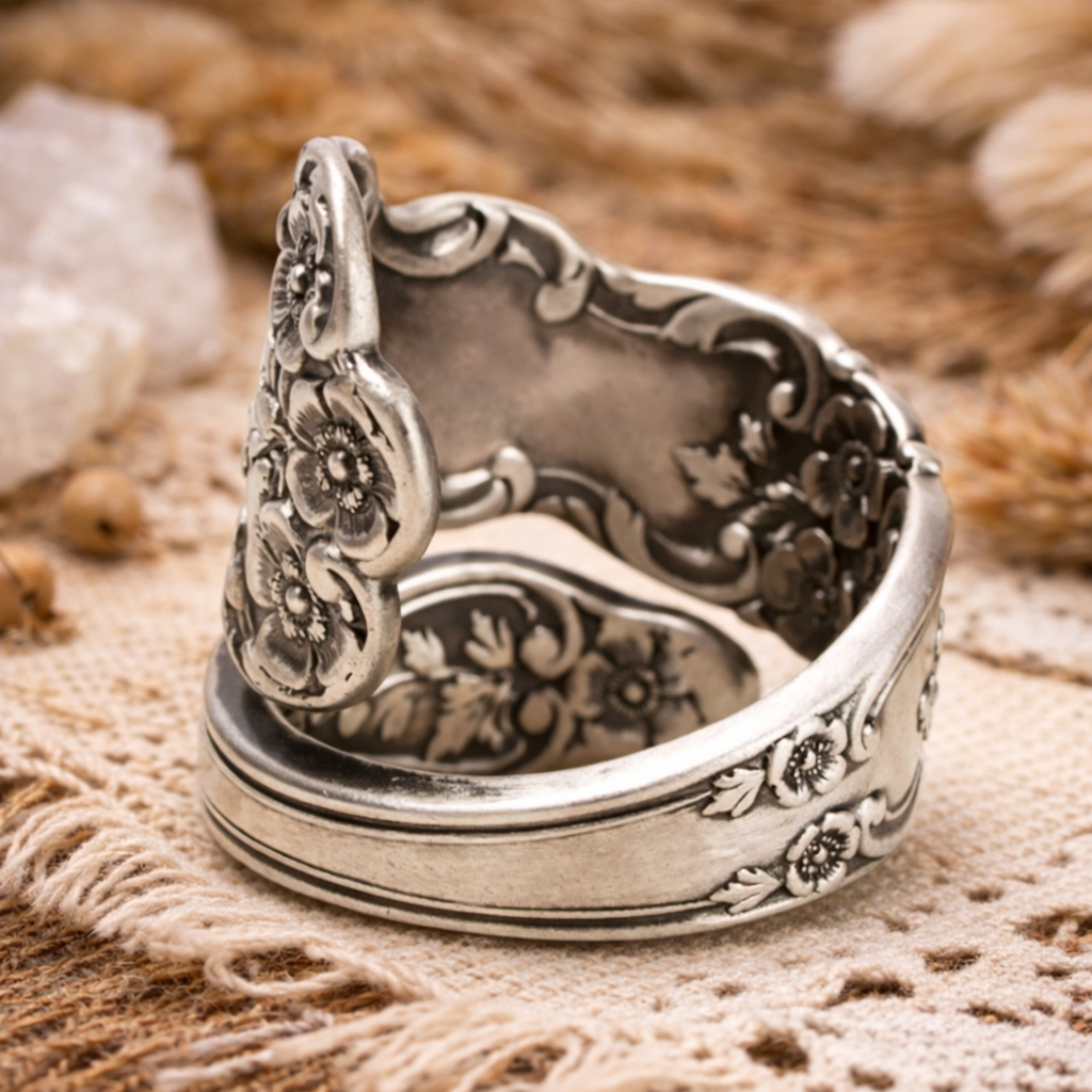 Antique Engraved Flower Pattern Ring