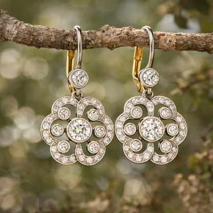 Crystal-Embellished Mandala Vintage Earrings