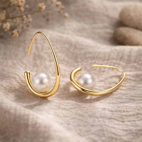 Elegant Pearl and Gold Earrings