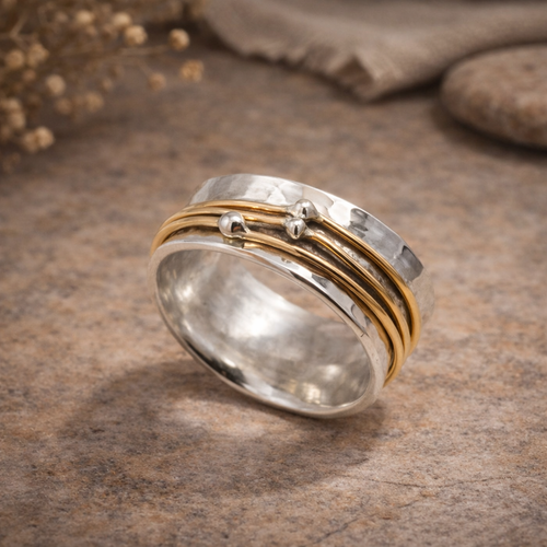 Vintage gold layered silver ring