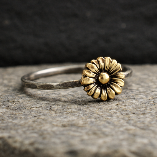 925 Gold Sunflower Ring