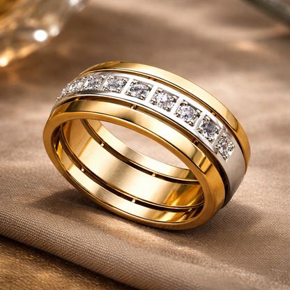 Two Tone Gold Cubic Zirconia Ring