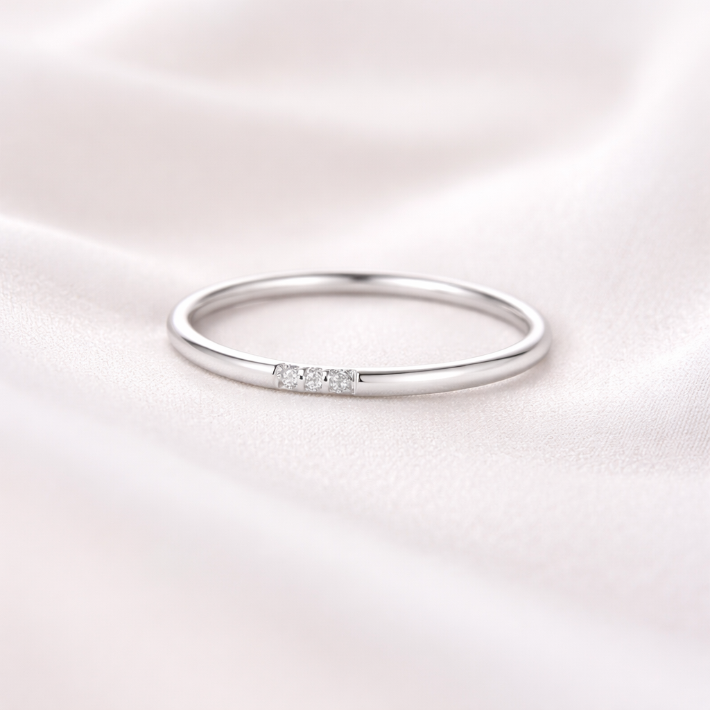 Delicate Three Stone Stacking Ring