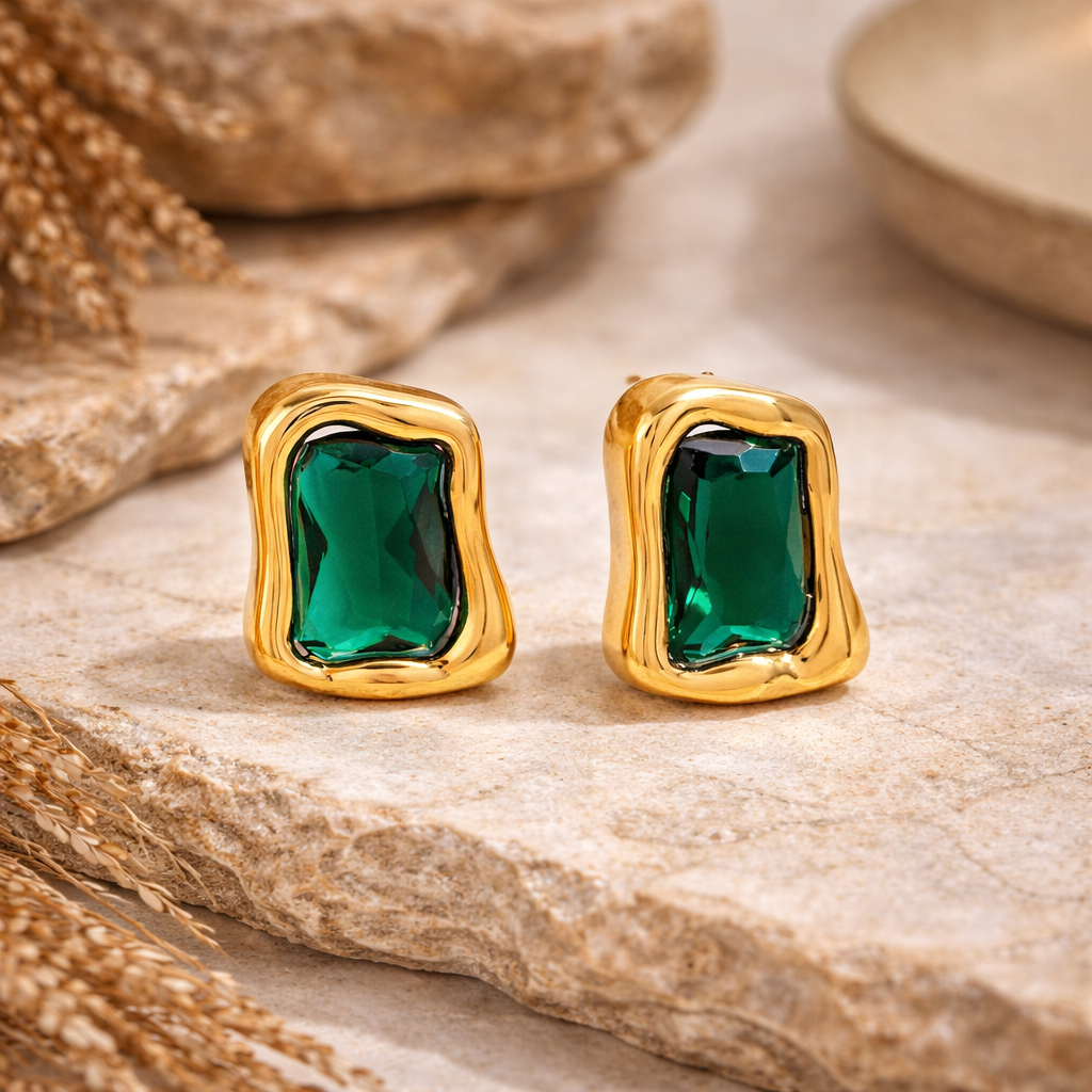 Timeless Gold Zircon Square Earrings