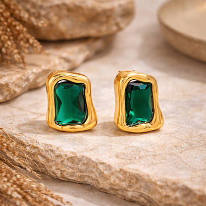 Timeless Gold Zircon Square Earrings