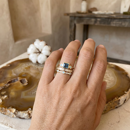 Ocean - Vintage Blue Crystal Ring Set