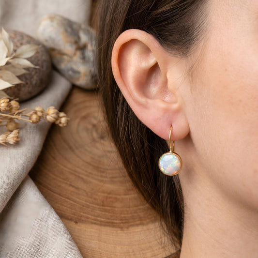 Vintage opal stone gold earrings