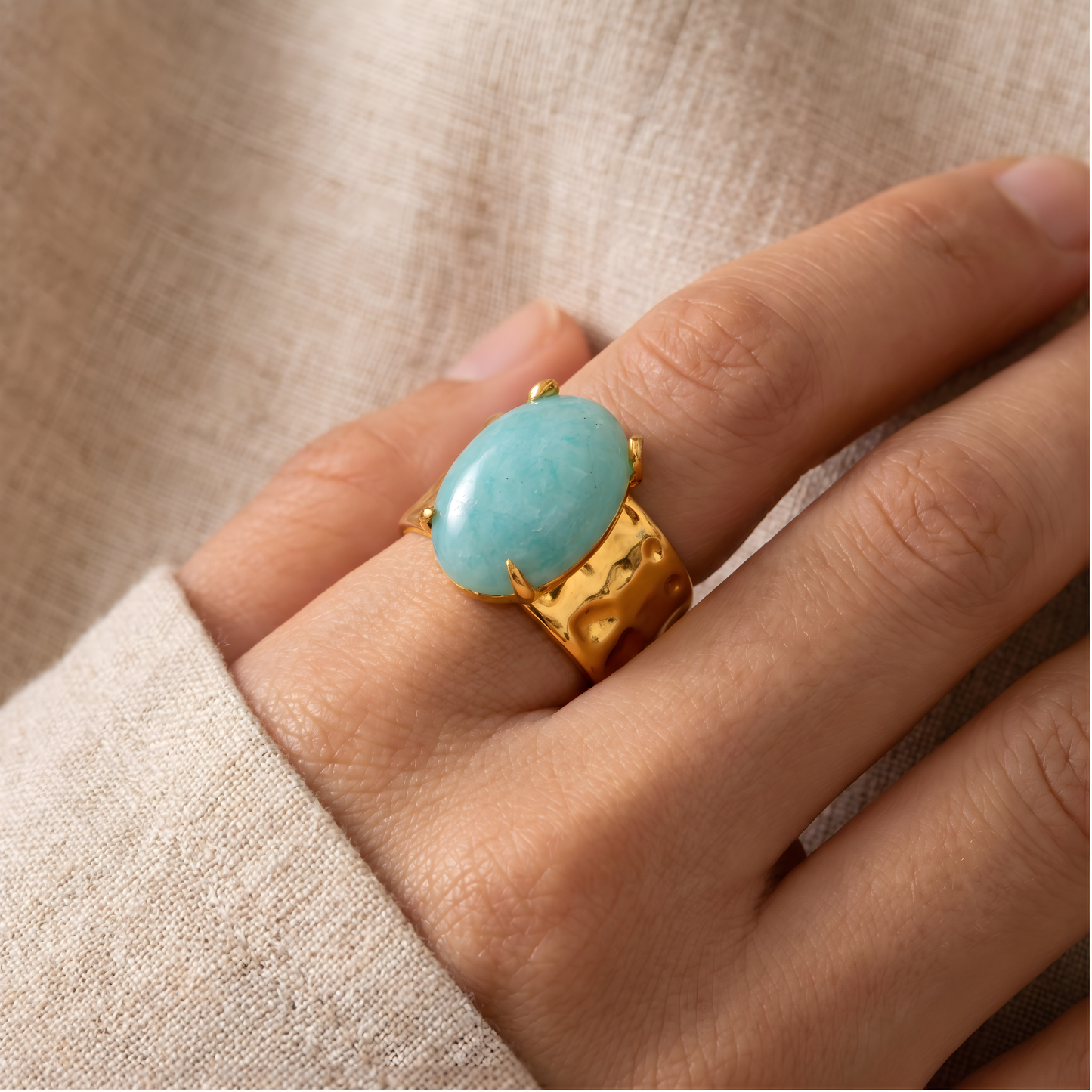 Sophisticated Amazonite Blue Goddess Ring