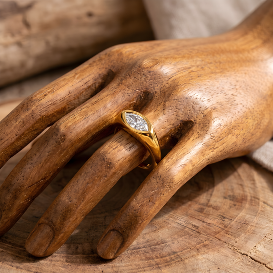 Marquise Gemstone Gold Signet Ring