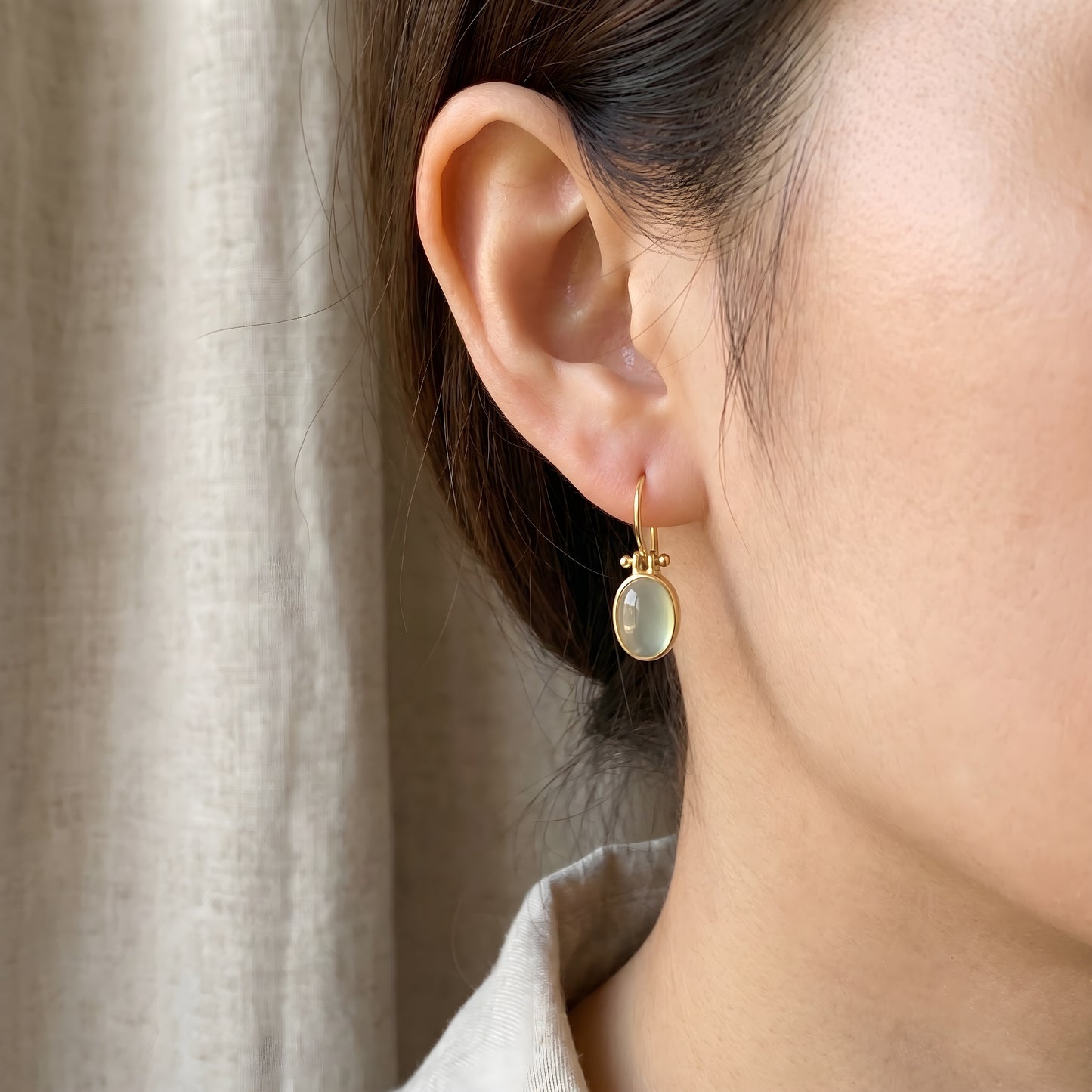 Vintage Green Moonstone Earrings