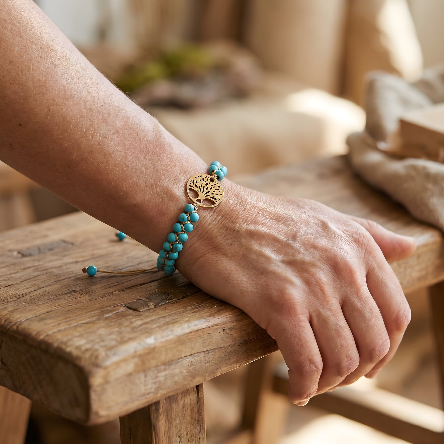 Bracelet Tree of Life Handmade Turquoise Stone