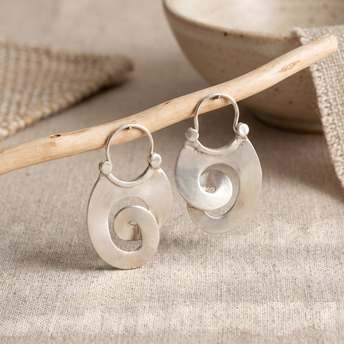 Vintage Silver Spiral Earrings