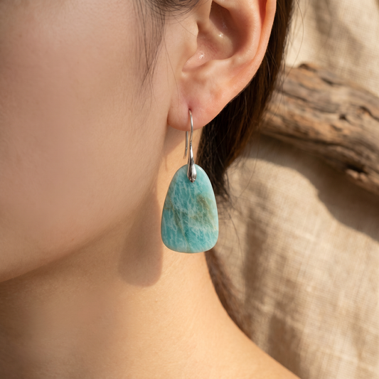 Turquoise Stone Earrings in Vintage Silver