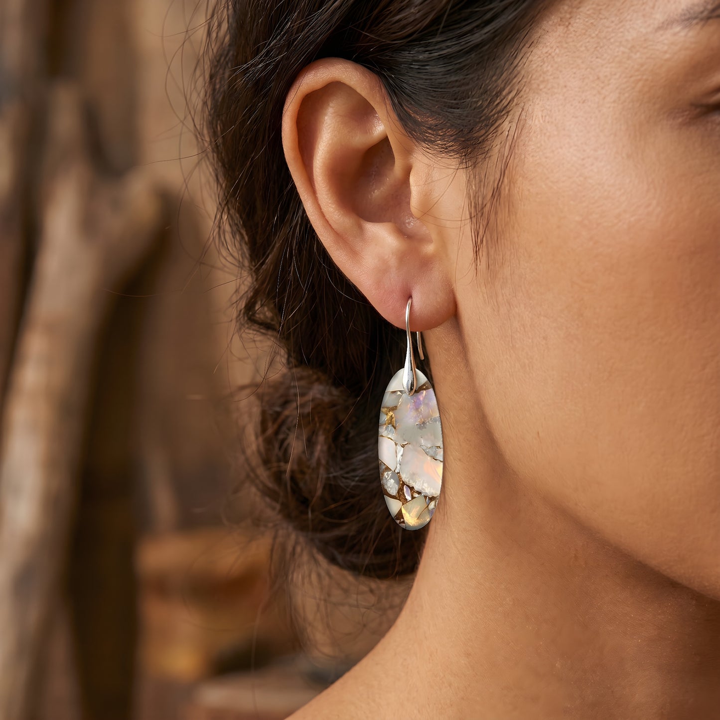 Vintage Oval Stone Earrings