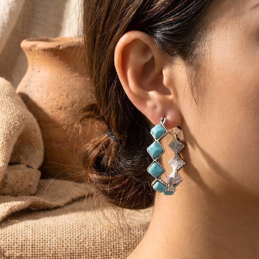 Vintage Turquoise U-Shaped Hoop Earrings