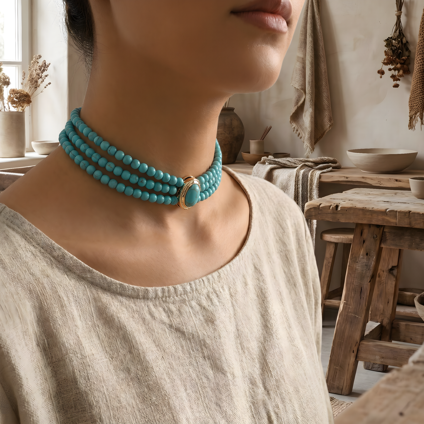 Elegant Vintage Turquoise Beaded Necklace
