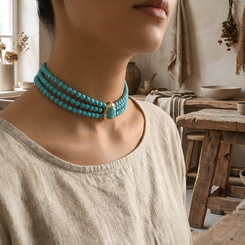 Elegant Vintage Turquoise Beaded Necklace