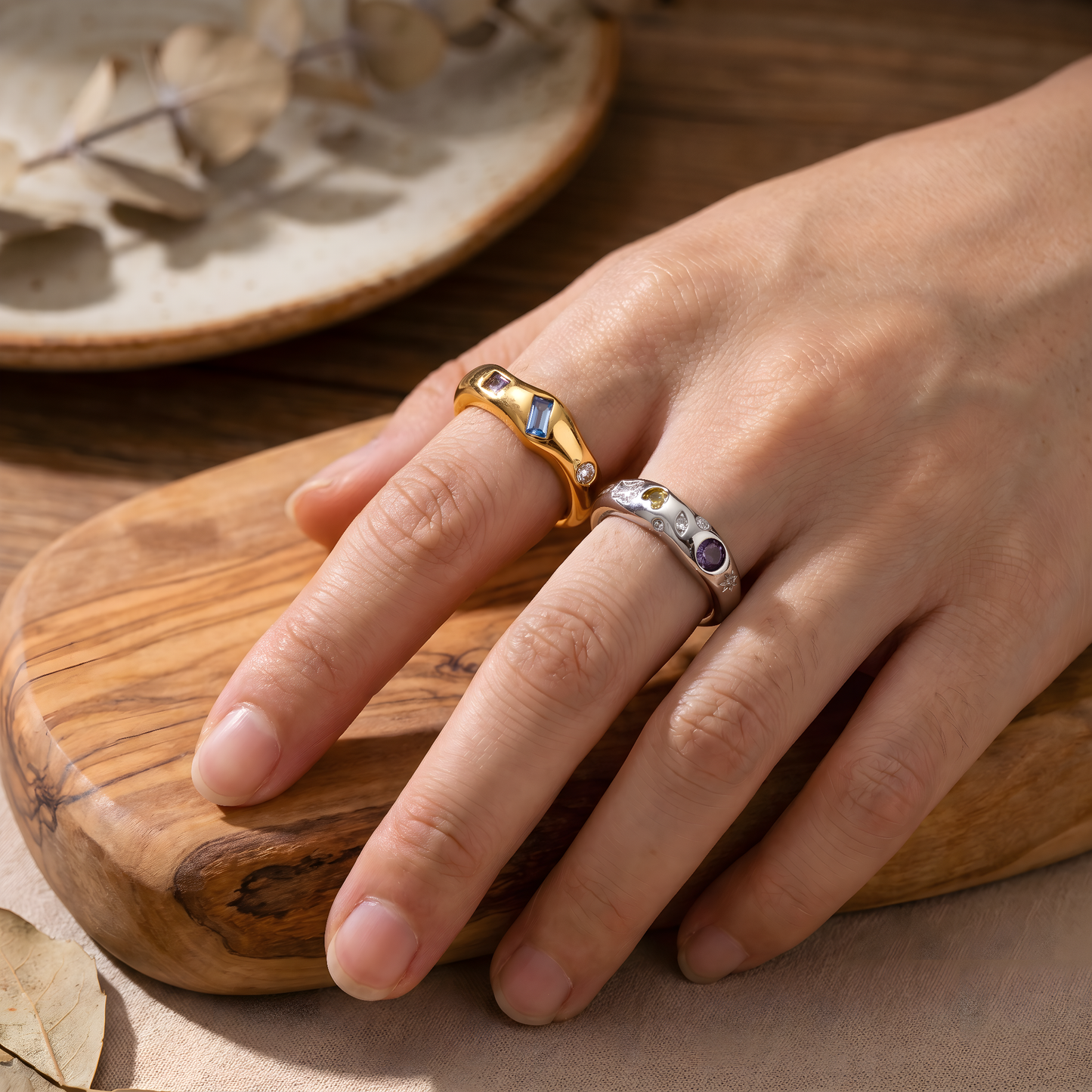 Cosmic Gemstone Chunky Band Rings