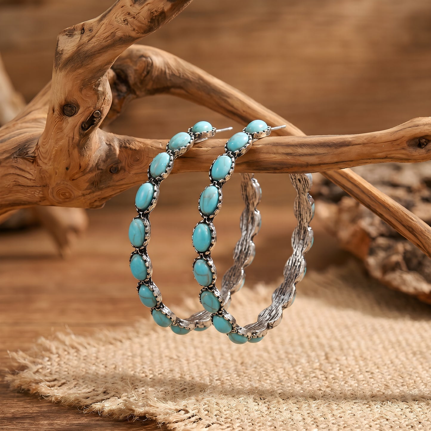 Vintage Bohemian Turquoise Circle Earrings