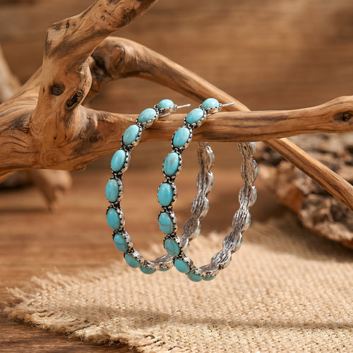 Vintage Bohemian Turquoise Circle Earrings