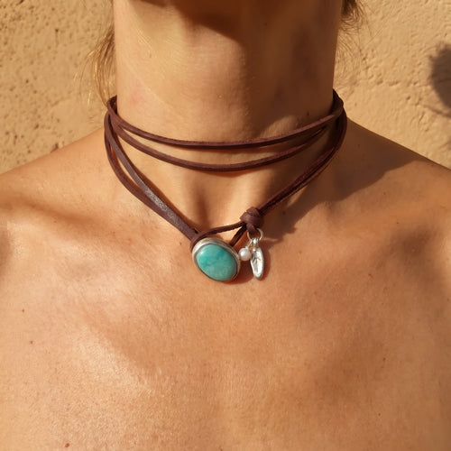Vintage Bohemian Turquoise Pendant Necklace