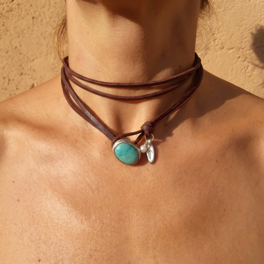Vintage Bohemian Turquoise Pendant Necklace
