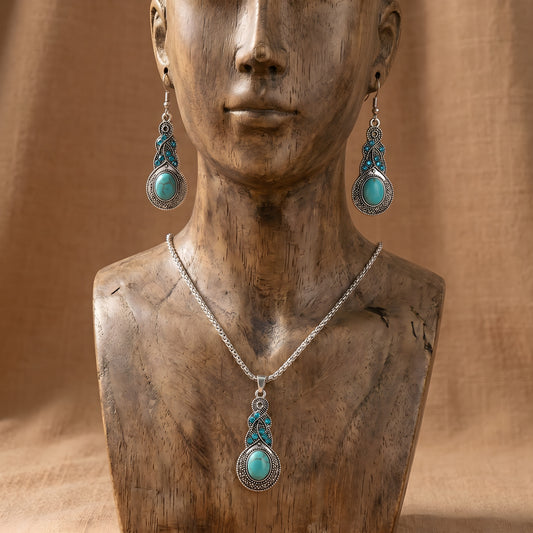 Vintage Turquoise Stones Jewellery Set