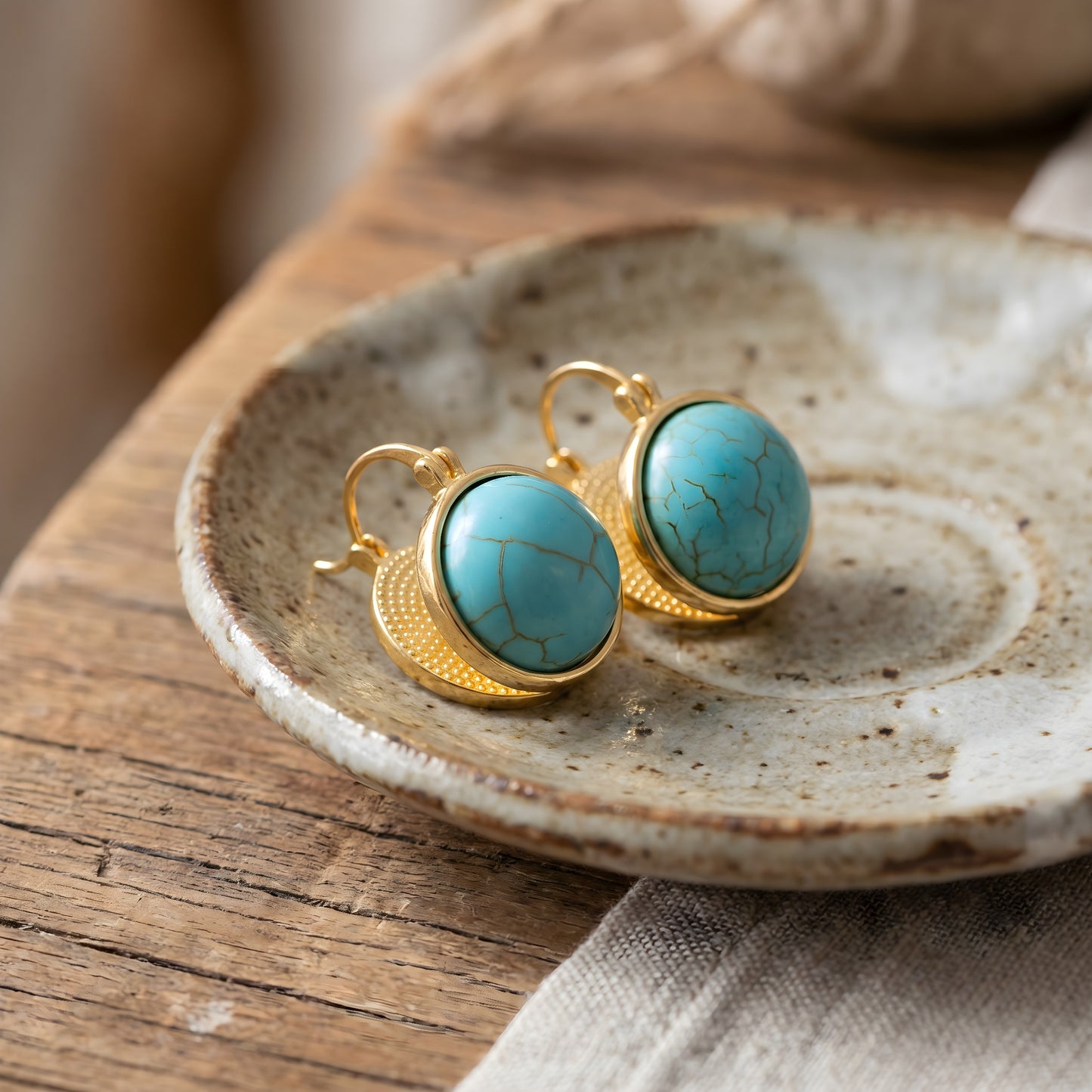 Elegant Vintage Geometric Turquoise Stud Earrings