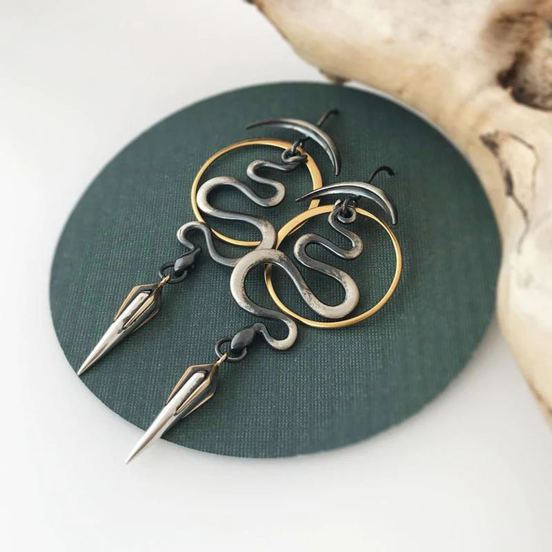 Irregular Geometric Spiral Earrings Serpentine - emmy-rae-jewels.com