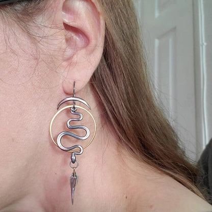 Irregular Geometric Spiral Earrings Serpentine - emmy-rae-jewels.com