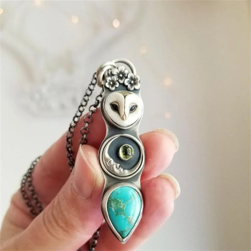 Turquoise Owl Wisdom Bar Necklace - emmy-rae-jewels.com