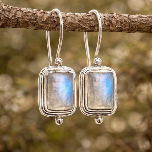 Chic Square Moonstone Earrings