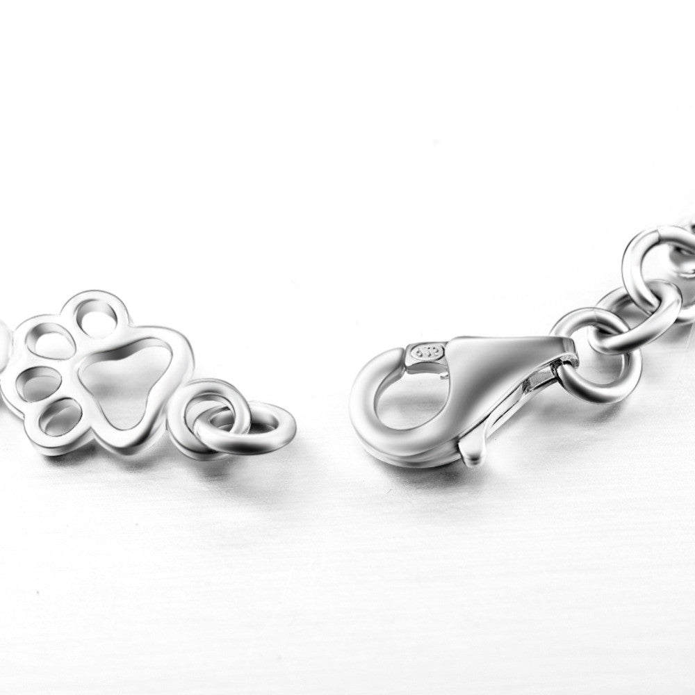 Limited Edition Pure Silver Dog Paw and Bone Charms Bracelet - emmy-rae-jewels.com
