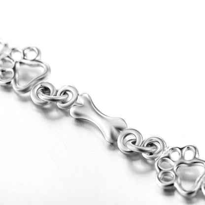Limited Edition Pure Silver Dog Paw and Bone Charms Bracelet - emmy-rae-jewels.com