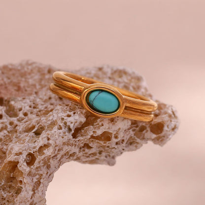 Gold Stacking Rings with Pearl, Lapis, Turquoise