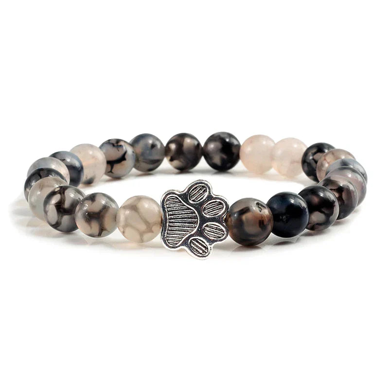 Beaded Paw Bracelet Natural Stone Design